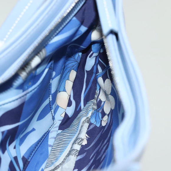 Salvatore Ferragamo Vala Shoulder Bag Leather Light Blue Silver Auth 137289