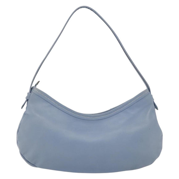 Salvatore Ferragamo Vala Shoulder Bag Leather Light Blue Silver Auth 137289