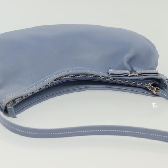 Salvatore Ferragamo Vala Shoulder Bag Leather Light Blue Silver Auth 137289