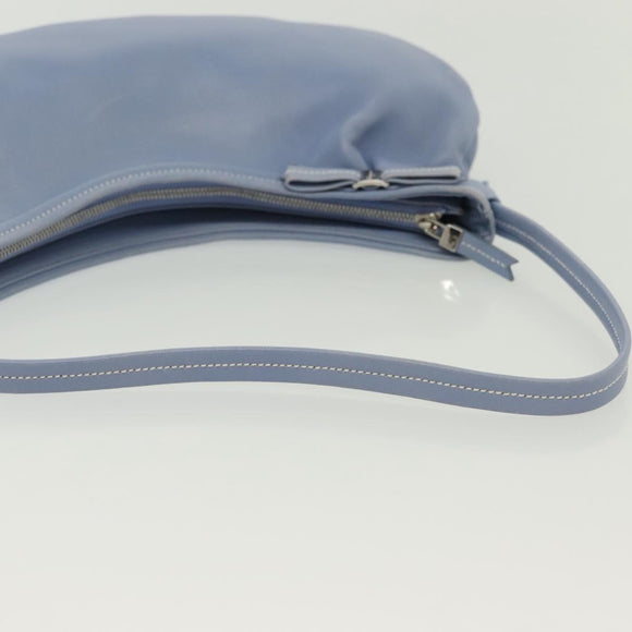 Salvatore Ferragamo Vala Shoulder Bag Leather Light Blue Silver Auth 137289