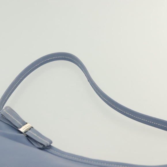 Salvatore Ferragamo Vala Shoulder Bag Leather Light Blue Silver Auth 137289