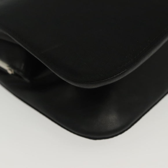 PRADA Shoulder Bag Nylon Leather Black Silver Auth 137290