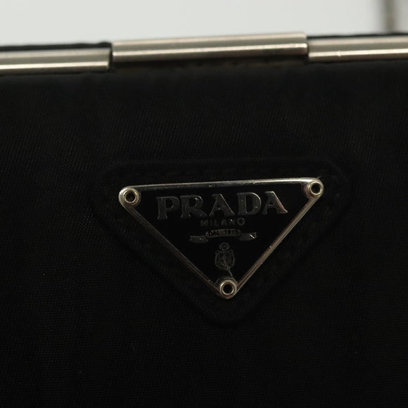 PRADA Shoulder Bag Nylon Leather Black Silver Auth 137290