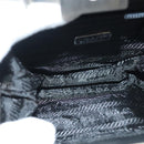 PRADA Shoulder Bag Nylon Leather Black Silver Auth 137290-10