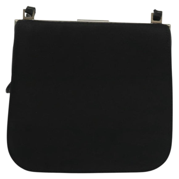 PRADA Shoulder Bag Nylon Leather Black Silver Auth 137290