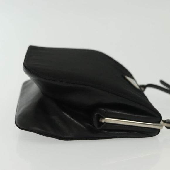 PRADA Shoulder Bag Nylon Leather Black Silver Auth 137290