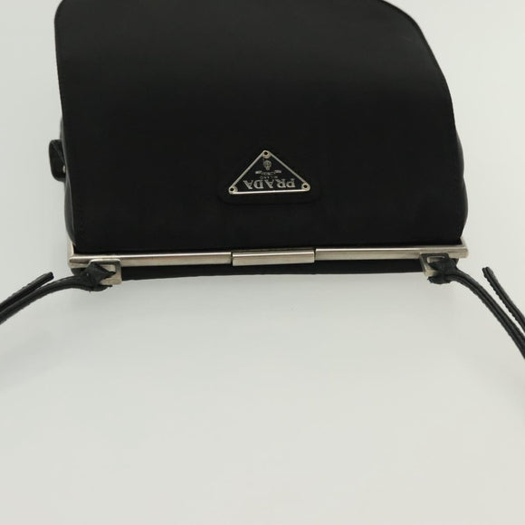 PRADA Shoulder Bag Nylon Leather Black Silver Auth 137290