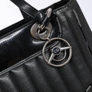 Christian Dior Montaigne Hand Bag Canvas Leather 2way Black Silver Auth 137291-20