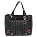 Christian Dior Montaigne Hand Bag Canvas Leather 2way Black Silver Auth 137291-13