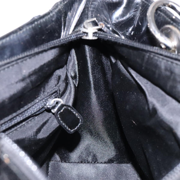 Christian Dior Montaigne Hand Bag Canvas Leather 2way Black Silver Auth 137291