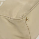 CHANEL Camelia Shoulder Bag Leather Beige Gold CC Auth 137317-10