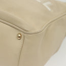 CHANEL Camelia Shoulder Bag Leather Beige Gold CC Auth 137317-11
