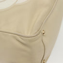 CHANEL Camelia Shoulder Bag Leather Beige Gold CC Auth 137317-12