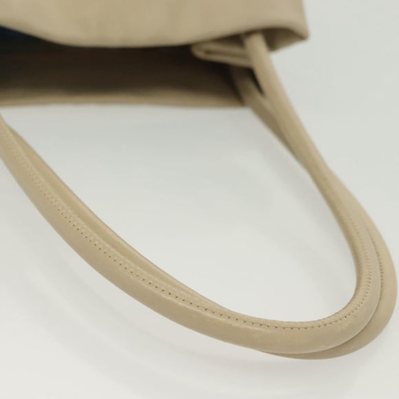 CHANEL Camelia Shoulder Bag Leather Beige Gold CC Auth 137317