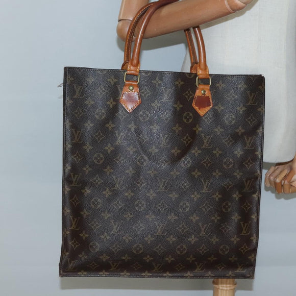 LOUIS VUITTON Monogram Sac Plat Hand Bag M51140 LV Auth 137345