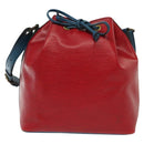 LOUIS VUITTON Epi Petit Noe Shoulder Bag Castilian Red Blue LV Auth 137359-13