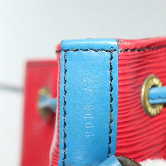 LOUIS VUITTON Epi Petit Noe Shoulder Bag Castilian Red Blue LV Auth 137359