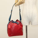 LOUIS VUITTON Epi Petit Noe Shoulder Bag Castilian Red Blue LV Auth 137359-21