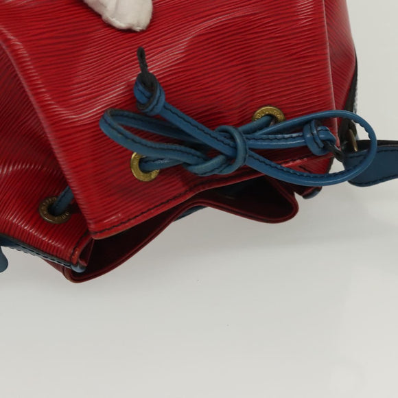 LOUIS VUITTON Epi Petit Noe Shoulder Bag Castilian Red Blue LV Auth 137359