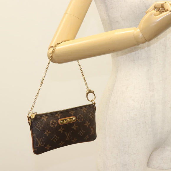 LOUIS VUITTON Monogram Chain Pochette Mila MM Accessory Pouch M60094 Auth 137382
