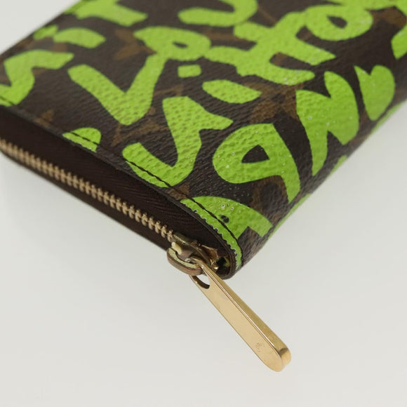 LOUIS VUITTON Monogram Graffiti Zippy Coin Purse Green M93709 LV Auth 137387