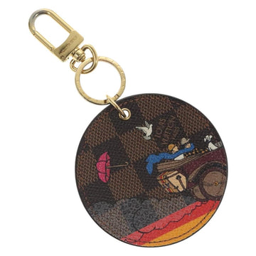 LOUIS VUITTON Damier Ebene Key Holder Illustre Charm M65138 LV Auth 137392