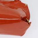 Salvatore Ferragamo Gancini Hand Bag Enamel 2way Orange Gold Auth 137418-18