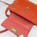 Salvatore Ferragamo Gancini Hand Bag Enamel 2way Orange Gold Auth 137418-10