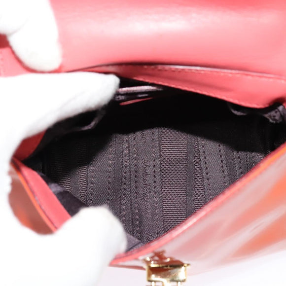 Salvatore Ferragamo Gancini Hand Bag Enamel 2way Orange Gold Auth 137418