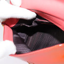 Salvatore Ferragamo Gancini Hand Bag Enamel 2way Orange Gold Auth 137418-22