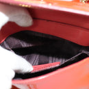 Salvatore Ferragamo Gancini Hand Bag Enamel 2way Orange Gold Auth 137418-23