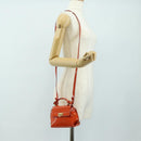 Salvatore Ferragamo Gancini Hand Bag Patent leather 2way Orange Gold Auth 137418-26