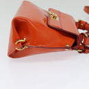 Salvatore Ferragamo Gancini Hand Bag Enamel 2way Orange Gold Auth 137418-4