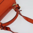 Salvatore Ferragamo Gancini Hand Bag Enamel 2way Orange Gold Auth 137418-7
