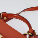 Salvatore Ferragamo Gancini Hand Bag Enamel 2way Orange Gold Auth 137418-14