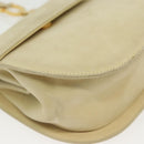 Salvatore Ferragamo Gancini Shoulder Bag Suede Beige Gold Auth 137419-8