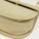 Salvatore Ferragamo Gancini Shoulder Bag Suede Beige Gold Auth 137419-15
