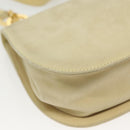 Salvatore Ferragamo Gancini Shoulder Bag Suede Beige Gold Auth 137419-16