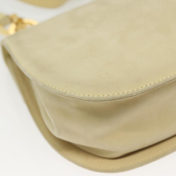 Salvatore Ferragamo Gancini Shoulder Bag Suede Beige Gold Auth 137419