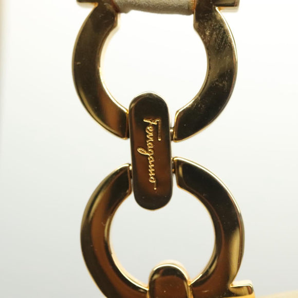 Salvatore Ferragamo Gancini Shoulder Bag Suede Beige Gold Auth 137419