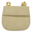 Salvatore Ferragamo Gancini Shoulder Bag Suede Beige Gold Auth 137419-13