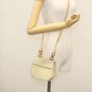 Salvatore Ferragamo Gancini Shoulder Bag Suede Beige Gold Auth 137419-21