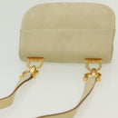 Salvatore Ferragamo Gancini Shoulder Bag Suede Beige Gold Auth 137419-6