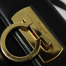 Salvatore Ferragamo Gancini Hand Bag Leather 2way Black Gold Auth 137421-19