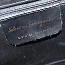 Salvatore Ferragamo Gancini Hand Bag Leather 2way Black Gold Auth 137421-12