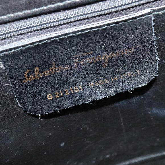 Salvatore Ferragamo Gancini Hand Bag Leather 2way Black Gold Auth 137421