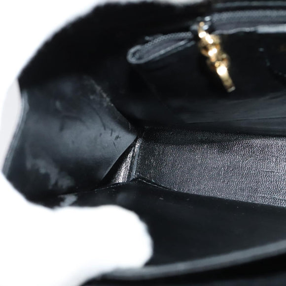 Salvatore Ferragamo Gancini Hand Bag Leather 2way Black Gold Auth 137421