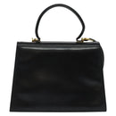 Salvatore Ferragamo Gancini Hand Bag Leather 2way Black Gold Auth 137421-2