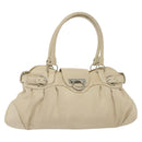Salvatore Ferragamo Gancini Tote Bag Leather Beige Silver Auth 137424-1