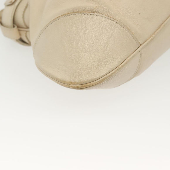 Salvatore Ferragamo Gancini Tote Bag Leather Beige Silver Auth 137424